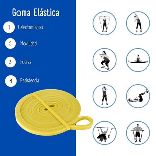 Pack 5 Bandas elásticas más 1 Goma Calentamiento Fitness Musculación con Niveles de Resistencia, Bolsa de Transporte y Manual de Ejercicios Pierna, glúteos, Brazos.