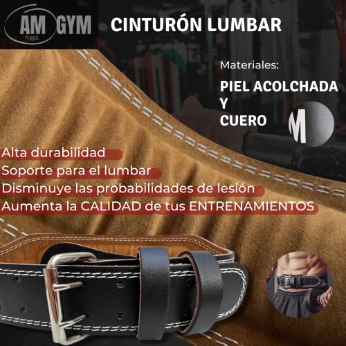 [Pack] Cinturón Lumbar Gimnasio Acolchado Ajustable + Straps Powerlifting + Shaker Proteína - Correas de Levantamiento de Pesas, Musculación, Fitness Gym I Am Gym (85, M)