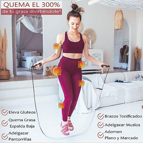 Pack Comba de Saltar Crossfit + APP Personalizada + Cuerda Fitness de Repuesto para Hombre y Mujer - Set Cuerda de Saltar para hacer Ejercicio en Casa o en la Calle - Kit Comba Boxeo para el Gym