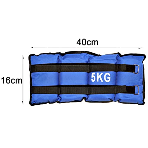 Pack de 2 pesas de 5 KGs (2,5 kgs CADA UNA). Para tobillos y/o muñecas, TAMAÑO: 40 x 16. Para correr, gimnasio, footing... Correas ajustables, transpirable. Máxima comodidad.