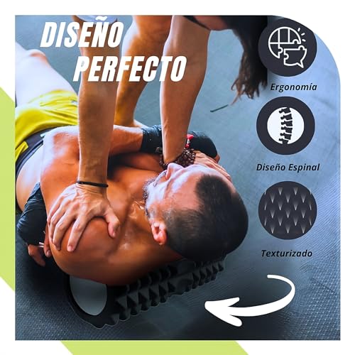 Pack Entrenamiento muscular y fitness: Rodillo masajeador espuma EVA cilindro Foam Roller/Bandas de cintas elásticas de resistencia/Pelota Doble bola de masaje miofascial cacahuete fisio-terapéutica