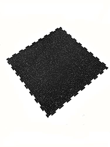 Pack losetas de Caucho Puzzle para gimnasios 98,5 x 98,5 cm x 6 mm Grosor, Suelo Gimnasio para Entrenamiento, Suelo Puzzle Bebe, loseta Caucho SBR (Negro con EPDM Blanco, 4 Unidades (3,88 m²))