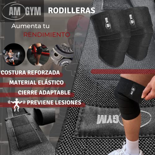 [Pack] Rodillera Vendaje Compresión + Muñequera Ajustable Gimnasio Powerlifting, Levantamiento de Pesas, Musculación, Fitness gym I AM GYM