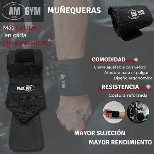 [Pack] Rodillera Vendaje Compresión + Muñequera Ajustable Gimnasio Powerlifting, Levantamiento de Pesas, Musculación, Fitness gym I AM GYM