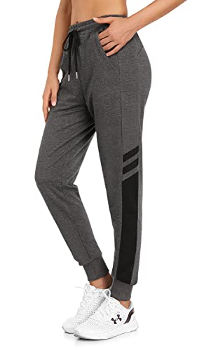 Pantalon de Chandal Mujer Algodon Pantalones Mujer Invierno Jogger Pantalones Deportivos Largos Elastica Sweatpants con Bolsillos para Correr Running Casual Fitness Gimnasio Jogging Gris Oscuro XL