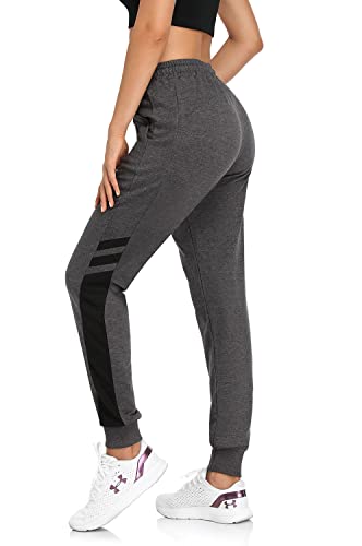 Pantalon de Chandal Mujer Algodon Pantalones Mujer Invierno Jogger Pantalones Deportivos Largos Elastica Sweatpants con Bolsillos para Correr Running Casual Fitness Gimnasio Jogging Gris Oscuro XL