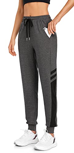 Pantalon de Chandal Mujer Algodon Pantalones Mujer Invierno Jogger Pantalones Deportivos Largos Elastica Sweatpants con Bolsillos para Correr Running Casual Fitness Gimnasio Jogging Gris Oscuro XL