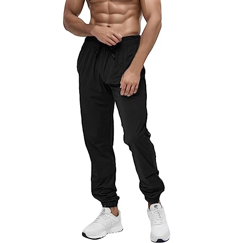 Pantalones funcionales para hombre, pantalones de chándal ligeros para correr, entrenamiento, gimnasio, pantalones de chándal activos, pantalones funcionales para hombre, Negro , XXXL