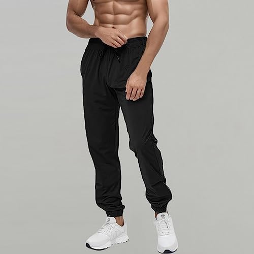 Pantalones funcionales para hombre, pantalones de chándal ligeros para correr, entrenamiento, gimnasio, pantalones de chándal activos, pantalones funcionales para hombre, Negro , XXXL