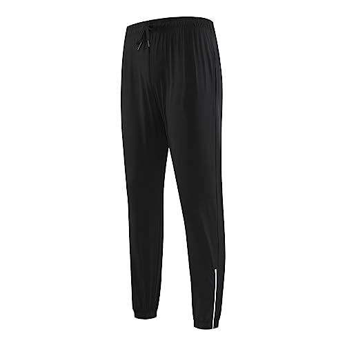 Pantalones funcionales para hombre, pantalones de chándal ligeros para correr, entrenamiento, gimnasio, pantalones de chándal activos, pantalones funcionales para hombre, Negro , XXXL