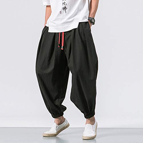 Pantalones Hippy De Pierna Ancha Jogging para Hombre Pants Bombacho Estilo Harén Pantalones De Tela para Uso Diario, Deportes, Yoga Pantalones de harén para Hombre Pantalones Harem Anchos