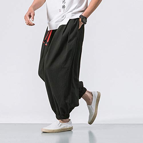 Pantalones Hippy De Pierna Ancha Jogging para Hombre Pants Bombacho Estilo Harén Pantalones De Tela para Uso Diario, Deportes, Yoga Pantalones de harén para Hombre Pantalones Harem Anchos