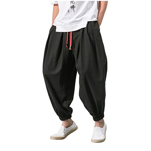 Pantalones Hippy De Pierna Ancha Jogging para Hombre Pants Bombacho Estilo Harén Pantalones De Tela para Uso Diario, Deportes, Yoga Pantalones de harén para Hombre Pantalones Harem Anchos