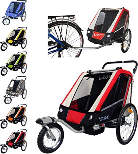 Papilioshop Leon Remolque Carrito para el Transporte de 1 2 niños (Rojo)