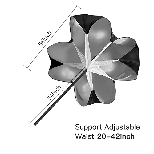 Paracaidas Entrenamiento,Paracaídas de Resistencia Paracaídas de Velocidad 56 Pulgadas Entrenador Futbol con Correa Ajustable Entrenador Futbol para Mejorar Resistencia Fuerza Fútbol Perforación