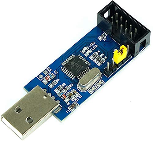 Paradisetronic.com Dispositivo de Programación USBasp 3.3V 5V con Adaptador ISP y Cable, Programador ISP USB para Atmel AVR y Arduino