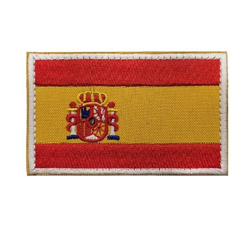 Parche Bandera España - 80 x 50 mm - Parche Bordado Velcro - Parche Mochila - Parche Ropa - Parche Chaleco - Parches Militares