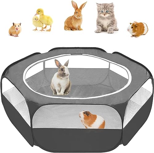 Parque para animales pequeños con cubierta, valla para ejercicio de hámster, accesorios para conejillos de indias, carpa impermeable para valla de jardín para conejo, gatito, chinchilla y erizo