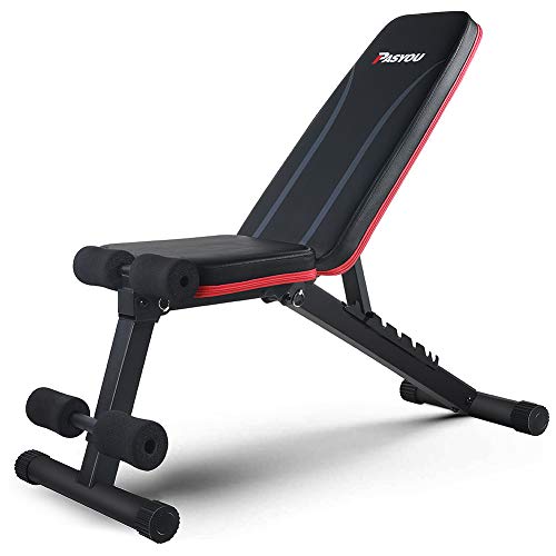 PASYOU Banco de Pesas Musculación, Banco Abdominales Plegable 7 en 1, Banco Pesas Ajustable adecuado para el hogar y el gimnasio, Negro, Capacidad de peso 230KG