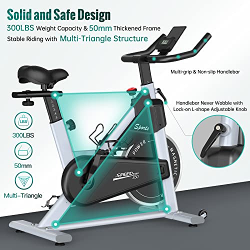 PASYOU Bicicleta Estática Magnética Con Resistencia Ajustable Para Gimnasio En Casa/Ciclo Indoor Con Correa De Transmisión Con Pantalla De RPM y Soporte Para Ipad