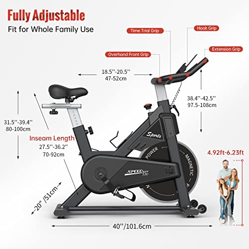 PASYOU Bicicleta Estática Magnética para Bici en Casa con Correa de Transmisión con Pantalla de RPM y Soporte para IPAD - Capacidad de Peso de 150 KG