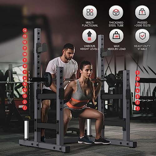 PASYOU SR30 Soporte para Sentadillas, Soporte para Barra Ajustable, Rack Musculación Soporte Multifuncional para Barra, Máx. 800 KG