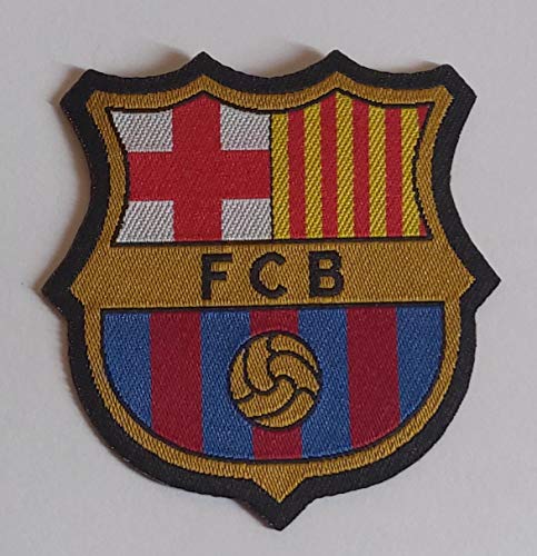 Patch-Toppa Microricamata en HD/Jacquard (Alta Definición) Barcelona Termoadhesivo, Micro hilo, Dimensiones: H. 7 cm x L. cm. 6,7 cm - Fabricado en Italia