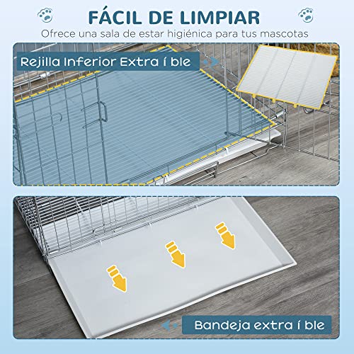 PawHut Jaula Plegable para Perros Perrera Metálica 61x43x50 cm Jaula Metálica para Perros con Bandeja Extraíble y 2 Puertas con Pestillo Blanco