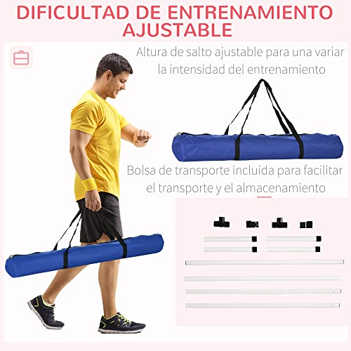 PawHut Set de Entrenamiento de Agilidad para Perros Mascotas 4 Piezas Obstáculos Vallas de Salto con Altura Ajustable y Bolsa de Transporte para Exteriores 99x65x94 cm Blanco