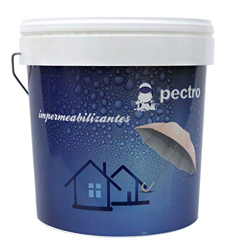 PECTRO Pintura impermeabilizante terrazas antigoteras 20 KG - Resistente a filtraciones de agua cubriendo grietas - Elástica y antihumedad - Colores (20 KG, Gris)