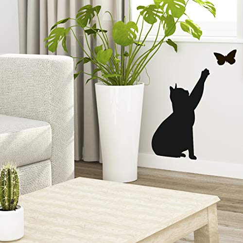 Pegatina de pared de gato con diseño de mariposa, para decoración de cocina, dormitorio, decoración de hogar, mural de transferencia de gatos, traslados de sala de estar, carteles extraíbles