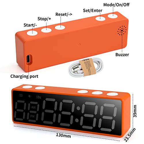 PELLOR Fitness Temporizador Timer, Super Mini Temporizador Deportivo Portátil HD 6 Dígitos LED Intervalo Reloj, Temporizador de Intervalo Magnético Ideal para Casa Fitness, Tabata, EMOM, MMA