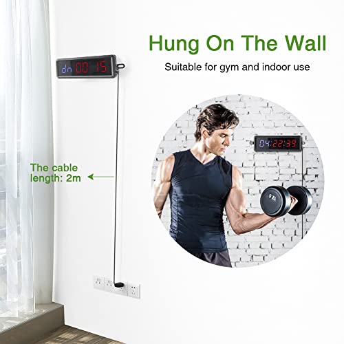 PELLOR Temporizador de Gimnasio Gym Timer, Temporizador Intervalos Fitness, Temporizador Intervalo LED Programable con Control Remoto, Cronómetro, Brillo y Volumen Ajustable para Casa, Tabata,EMOM,MMA