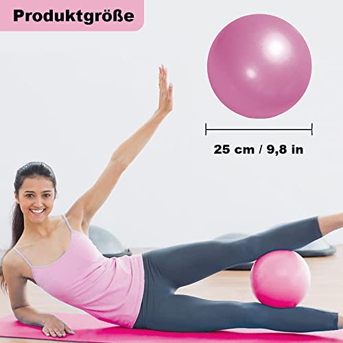 Pelota de Pilates, Pelota Pequeña para Ejercicios, para Yoga, Aeróbic, Entrenamiento de Equilibrio, Rosa, 2 Piezas