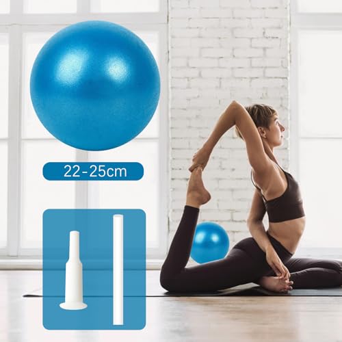 Pelota de Yoga, Mini Pelota de Pilates, Pelotas de Ejercicio Pequeñas, Pelota de Pilates de Yoga, con Pajita Inflable, para Pilates, Yoga, Entrenamiento Cuerpo Completo y Mejora del Equilibrio (25cm)