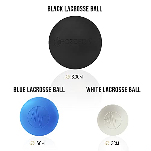 [Pelota Lacrosse Masaje] Pelota de Lacrosse Set 6 cm, 5 cm y 3 cm - Bola Masaje – Lacrosse Ball Set - Pelota Masaje Muscular, Incluye Vídeo (Español), Folleto de Ejercicios y Bolsa – Premium Set