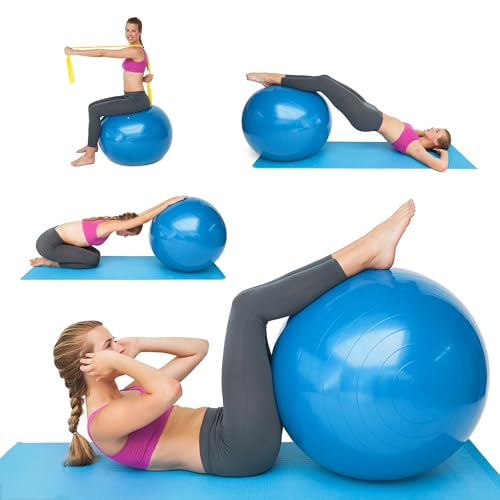 Penelife Fitball 65 cm - Pelota de Pilates 65 cm para Sentarse en la Oficina - Pelota Pilates 65 cm con Bomba - Pelota Embarazada para la Estabilidad Deportiva y el Embarazo - Fitball Embarazo Azul