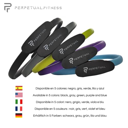 Perpetual® Aro de Pilates Tonificador Muscular - 5 Colores de Anillos Disponibles - Fitness y Yoga - Entrenamiento de Piernas, Glúteos, Abdominales y Suelo Pélvico - Gimnasio en Casa - Magic Circle