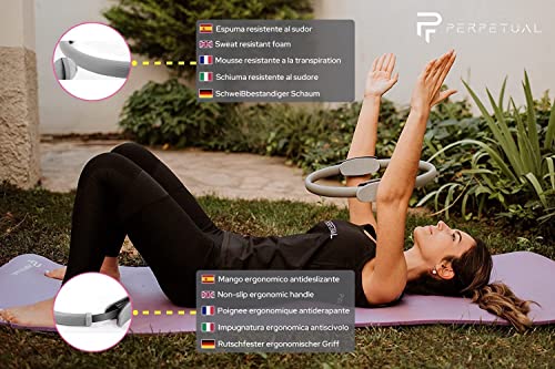 Perpetual® Aro de Pilates Tonificador Muscular - 5 Colores de Anillos Disponibles - Fitness y Yoga - Entrenamiento de Piernas, Glúteos, Abdominales y Suelo Pélvico - Gimnasio en Casa - Magic Circle