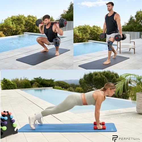 PERPETUAL® Esterilla de Yoga y Pilates de 10mm - Mat Antideslizante - Con Correa y Bolsa de Transporte - Colchoneta Gruesa y Plegable - Gimnasia, Fitness y Ejercicios - Gimnasio en Casa