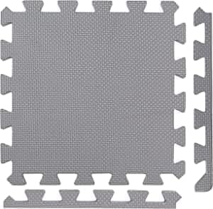 PERPETUAL Esterilla Puzzle Gimnasio Protector Suelo Acolchado (4 Piezas de 60x60cm) Garaje Piscina Exterior Camping Protector Alfombra Tapiz Goma EVA Caucho Base Pesas (60 x 60 cm, Gris)