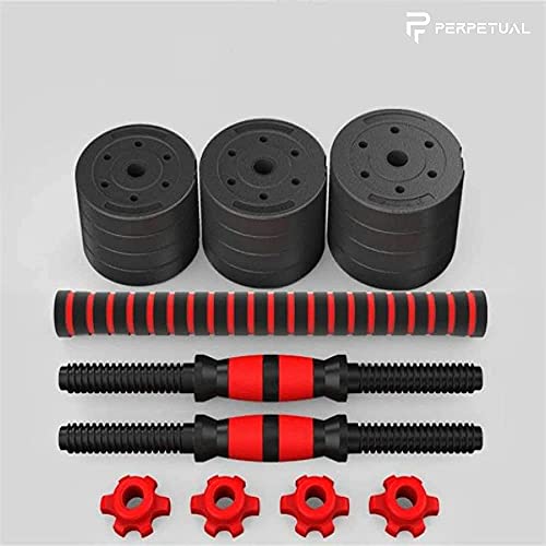 PERPETUAL® Kit de Mancuernas Regulables de 20KG - Juego de Pesas Ajustables para Musculación y Entrenamiento de Fuerza - Barra Conectora - Gimnasio en Casa - Hombre/Mujer Principiantes