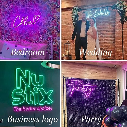 Personalizado letrero de neón luminoso LED para pared, Letrero de luces de neón grande personalizado para boda, Fiesta de cumpleaños, Bar, Cuarto, Decoración hogareña (40-145 cm, 1-3 líneas)