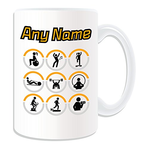 Personalizado regalo – gran gimnasio taza (deporte gimnasio tema de diseño, color blanco) – cualquier nombre/mensaje en su único – Gimnasio de Ejercicio para entrenamiento de fuerza de pérdida de