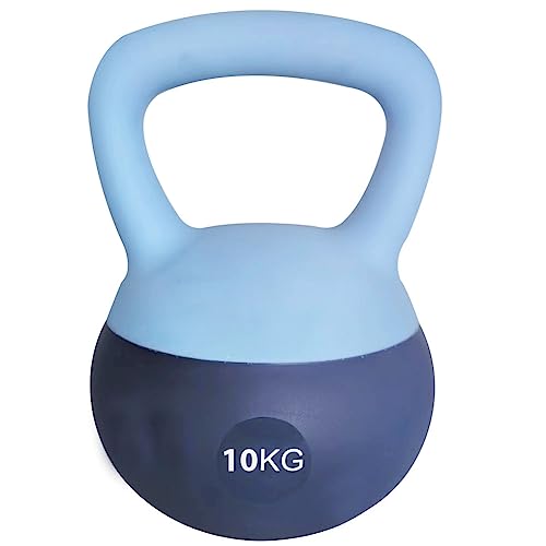 Pesa Rusa 10 kg, PVC Soft Kettlebell Relleno de Arena de Hierro, Redonda para Entrenamiento Fisicoculturismo Casa Fitness, Mango Ancho Antideslizante