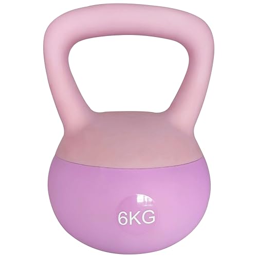 Pesa Rusa 6kg, PVC Soft Kettlebell Relleno de Arena de Hierro, Redonda para Entrenamiento Fisicoculturismo Casa Fitness, Mango Ancho Antideslizante