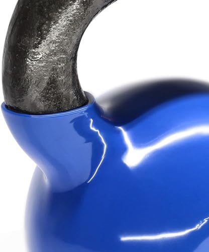 Pesa Rusa de 10Kg de acero Kettlebell con revestimiento de vinilo mancuerna Fiteness con Mango Ancho Antideslizante para Ejercicios y Entrenamiento en Casa y Gimnasio lastre, mancuerna azul