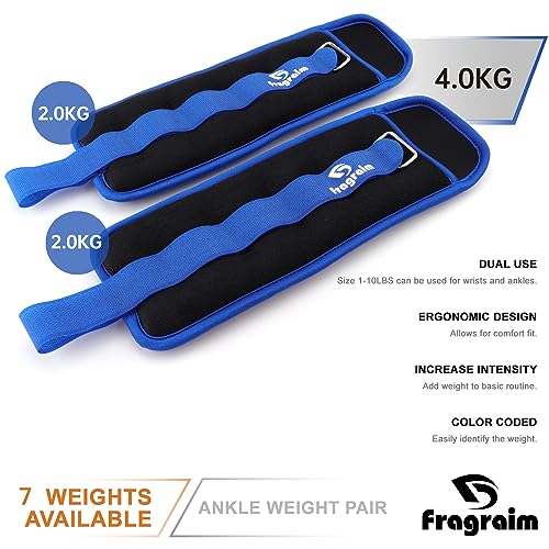 Pesas Para Tobillos, 4KG 1 Par de Pesas para Entrenamiento de Fuerza de Muñeca/Pierna/Brazo con Correa Ajustable para Correr, Gimnasia, Aeróbic, Fisioterapia