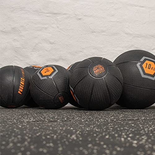 Phoenix Fitness Pelota medicinal sin rebote con agarre texturizado, perfecta para fortalecer los músculos del núcleo y entrenamiento HIIT, ideal para el hogar, gimnasio, boxeo, estudio. Peso: 9 kg