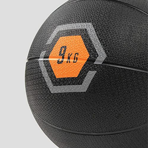 Phoenix Fitness Pelota medicinal sin rebote con agarre texturizado, perfecta para fortalecer los músculos del núcleo y entrenamiento HIIT, ideal para el hogar, gimnasio, boxeo, estudio. Peso: 9 kg